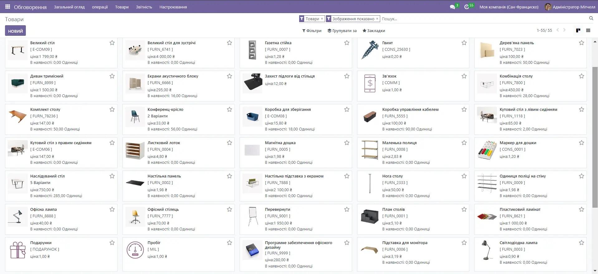 Складський облік товарів в CRM для Prom в Odoo, Unitsoft