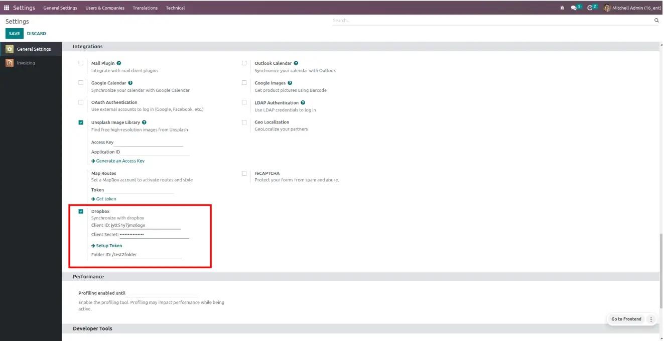 Setting up Dropbox connection with Odoo, Unitsoft