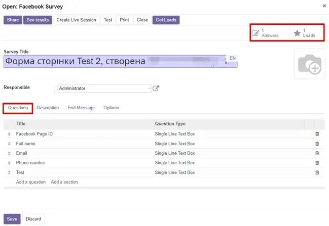 The required survey has the number of responses and leads generated, Unitsoft