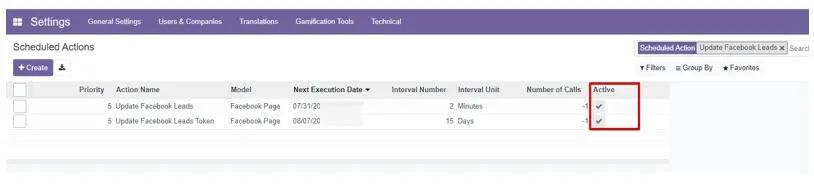 Automatic actions in the Facebook module in Odoo, Unitsoft