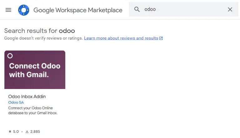 Find Odoo in the Google Workspace Marketplace