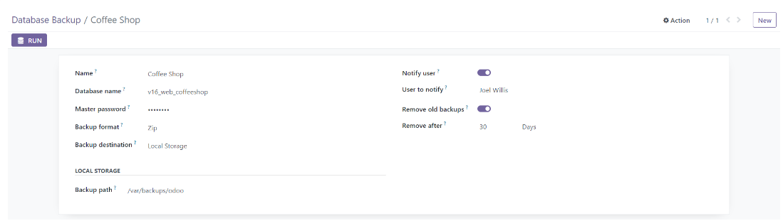 Local backup, Unitsoft