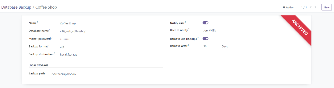 Archived configuration, Unitsoft