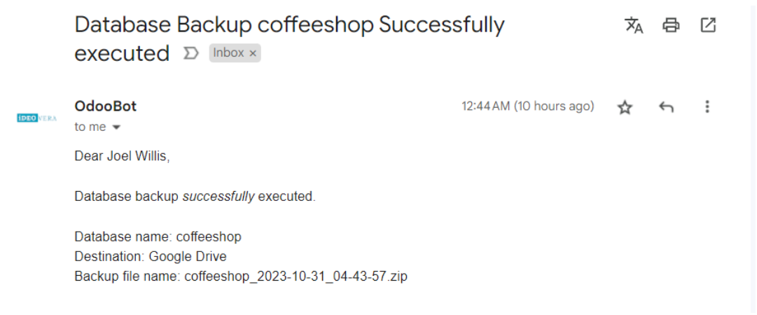 Automatic email notification, Unitsoft