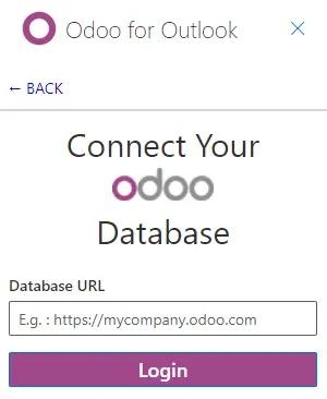 Entering the Odoo database URL