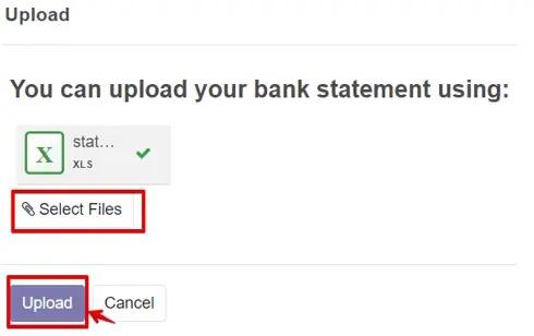 Selecting a file to import in the Odoo, Unitsoft integration