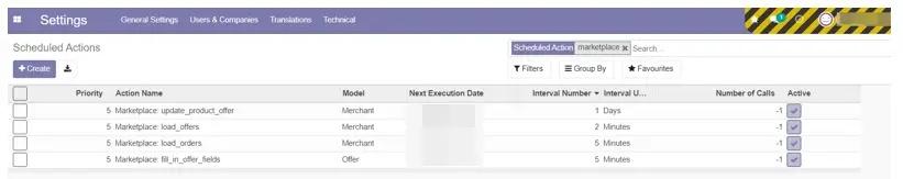 Всі налаштовані автоматичні дії по маркетплейсі