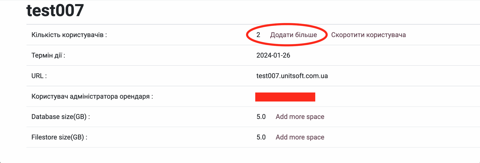 Number of database users