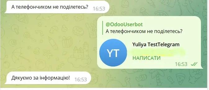 Appearance in the Telegram channel