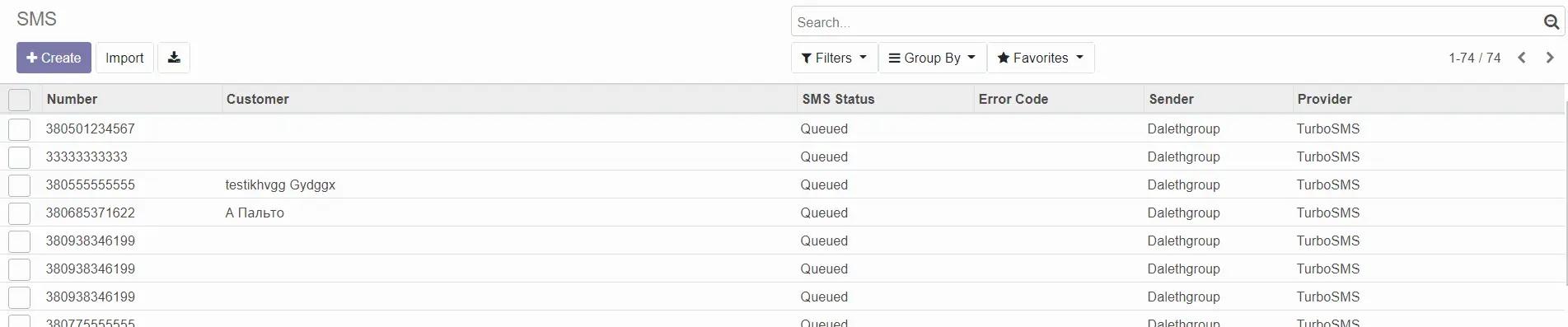 SMS in TurboSMS integration with Odoo