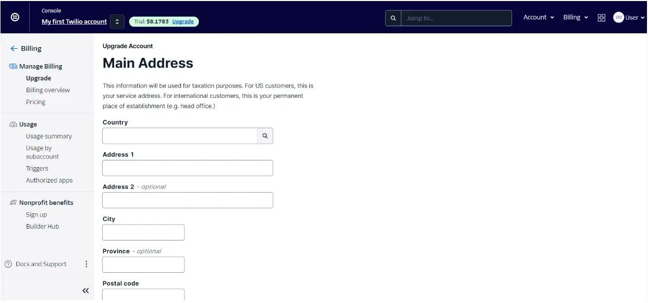 Registering and funding your Twilio account