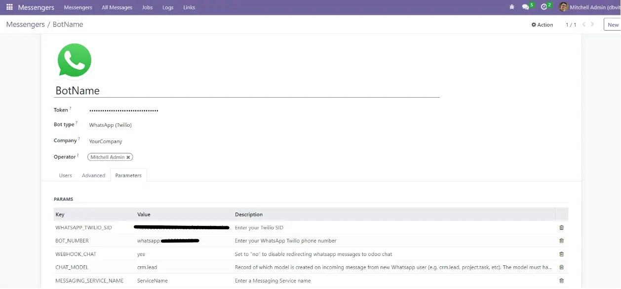 WhatsApp Messenger Odoo