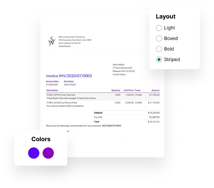 Odoo інвойс — шаблон рахунку