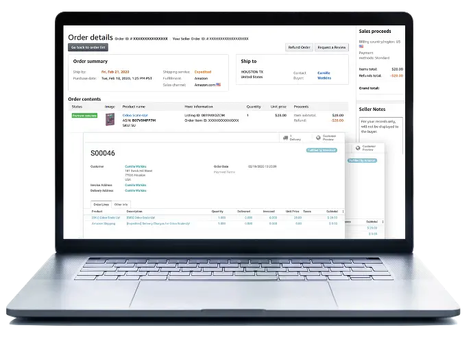 Сторінка замовлення в CRM або ERP системі на ноутбуці