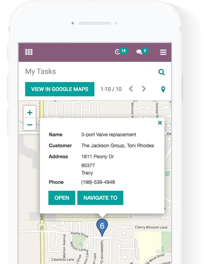 Задачі в CRM на смартфоні з інтеграцією Google Maps