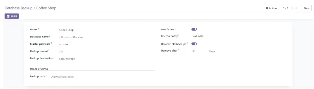 Налаштування резервного копіювання бази даних в Odoo
