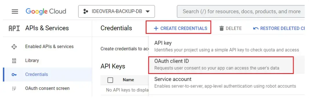 Створення OAuth client ID у Google Cloud для інтеграції систем