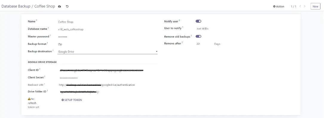 Резервне копіювання бази даних Odoo у Google Drive