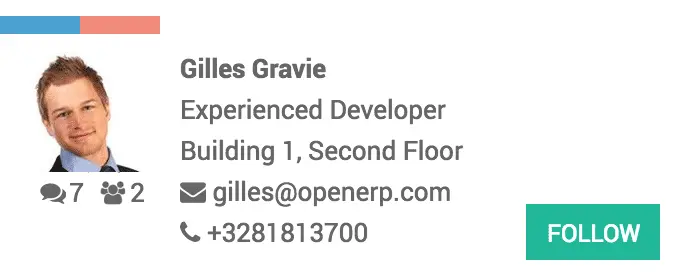 Картка співробітника в Odoo з контактними даними та роллю