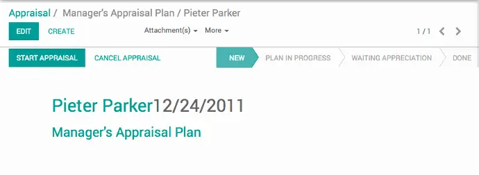 План оцінки співробітника менеджером в Odoo