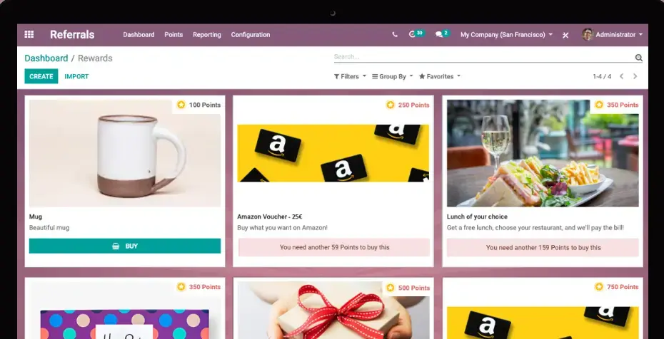 Каталог нагород у реферальній програмі з балами