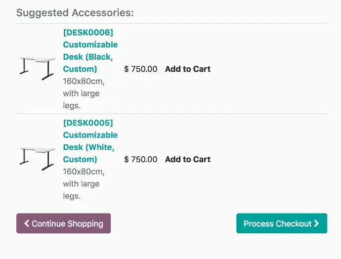 Рекомендовані товари в Odoo eCommerce — аксесуари та допродажі в інтернет-магазині