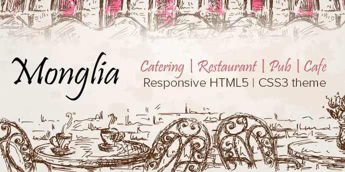 Monglia тема для ресторану, кафе та пабу — адаптивний HTML5 CSS3 дизайн