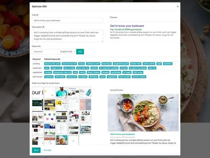 Odoo SEO налаштування — оптимізація мета тегів, ключових слів та прев’ю сторінки