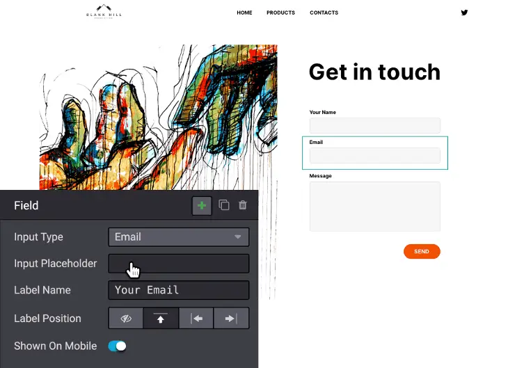 Odoo Website Builder — створення контактної форми та налаштування полів на сайті