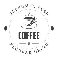 Логотип кави — vacuum packed coffee regular grind стильний дизайн