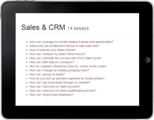 Odoo Sales & CRM — список питань та можливостей управління продажами