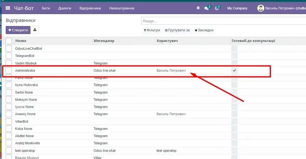 Вибір відправника