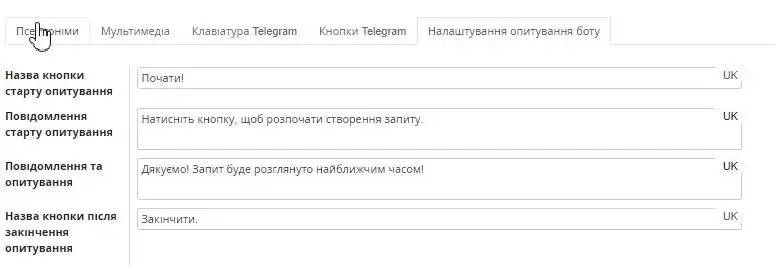Вкладка Псевдоніми