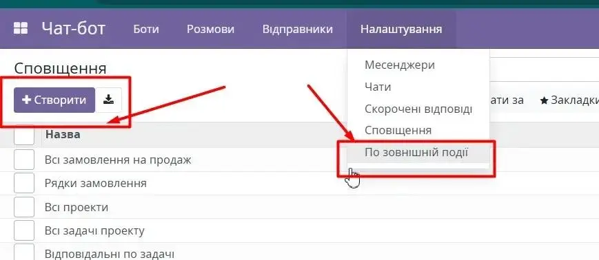 Сповіщення по зовнішній події